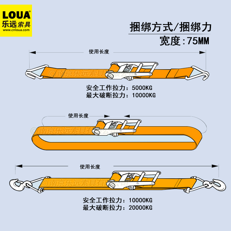10吨重型绑带 20吨紧绳器 货物防风紧固 装备运输紧固带重型 - 南京乐远索具有限公司